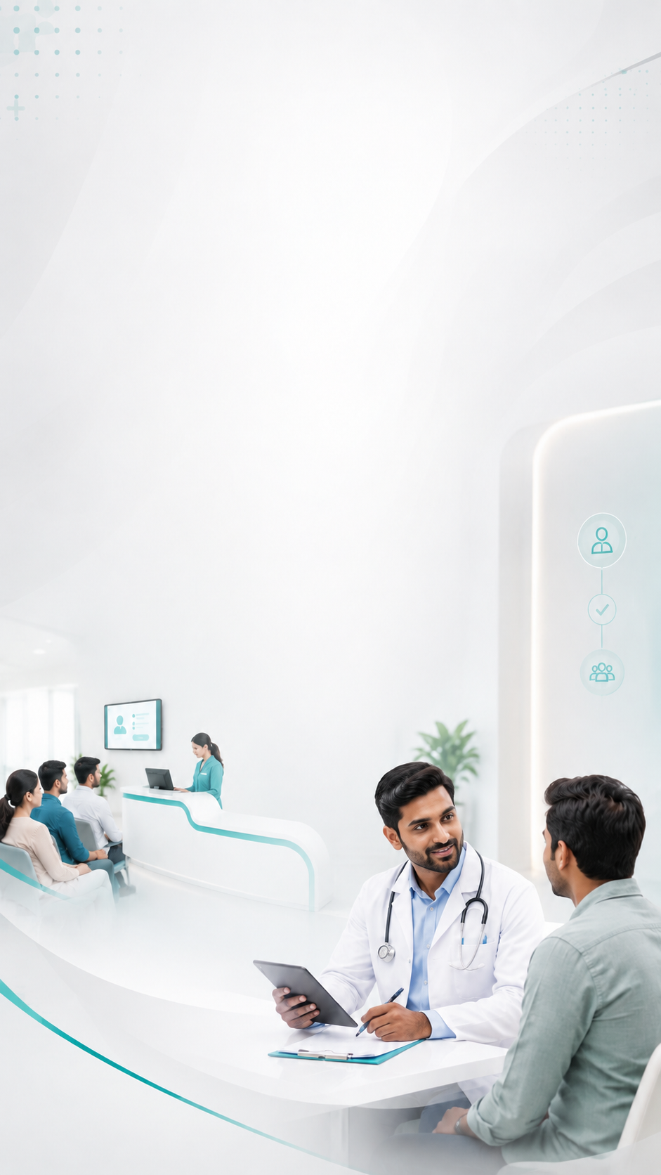Doctor and patients in a modern clinic
